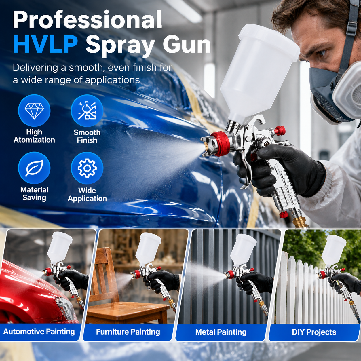 H-827 Professional HVLP Automotive Refinishing Spray Gun
