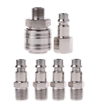 5-Piece Pneumatic Quick Coupler and Air Plug Kit for Spray Guns