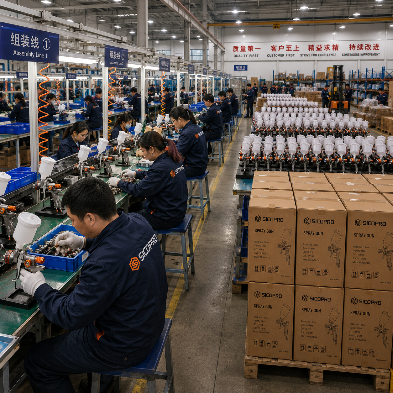 Car Spray Gun Packaging and Producing Environment