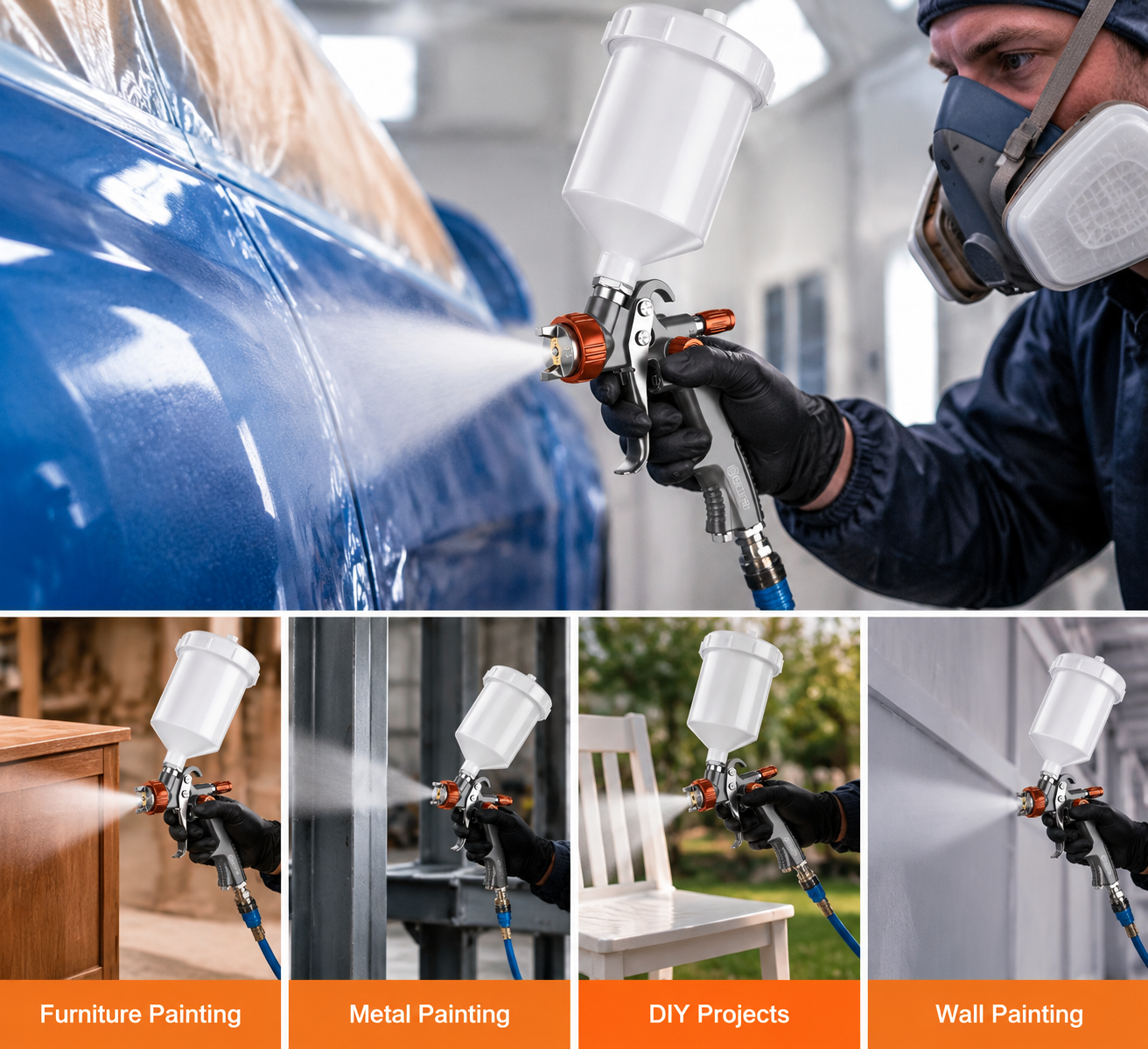 HVLP Automotive Refinishing Spray Gun for Even Coverage Less Overspray & Precise Control