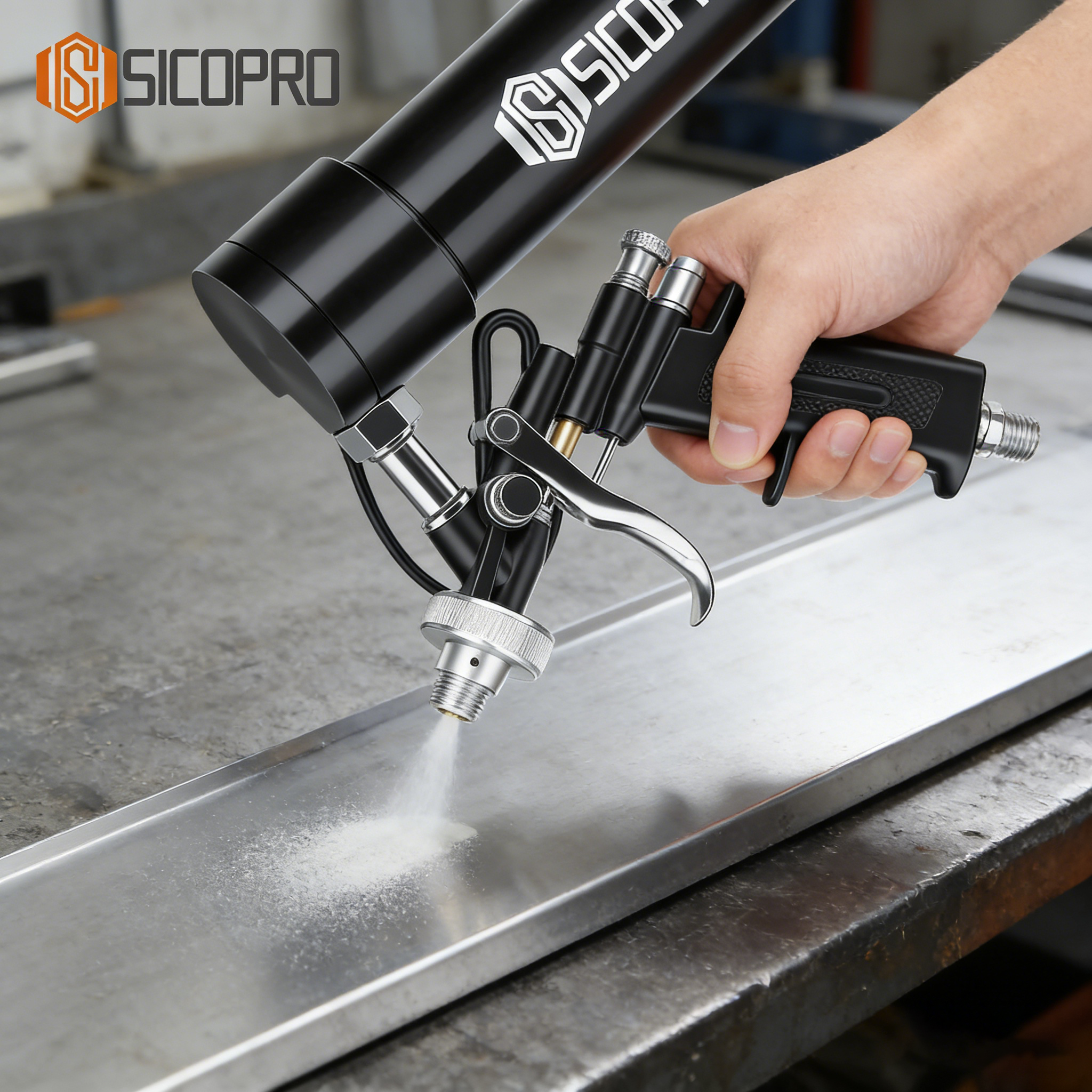 Industrial Pneumatic Adhesive Gun with Multi-Nozzle Kit for Precision Sealing
