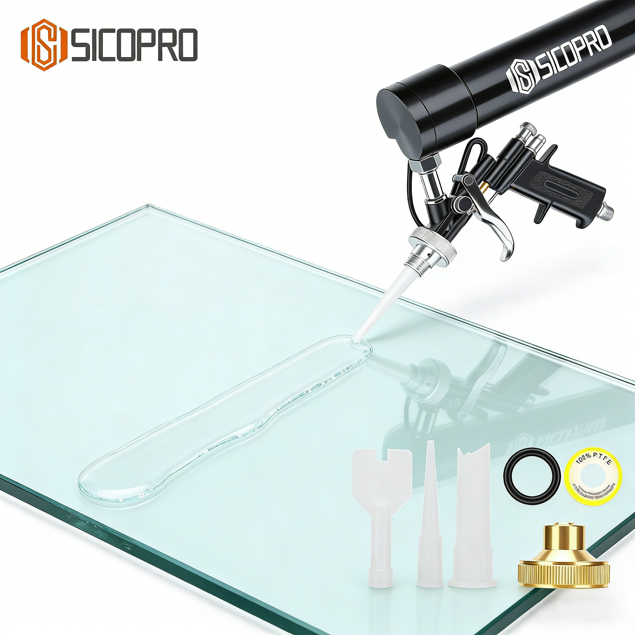 Sausage Pneumatic Caulking Gun for Glass, Wood and Construction Sealing