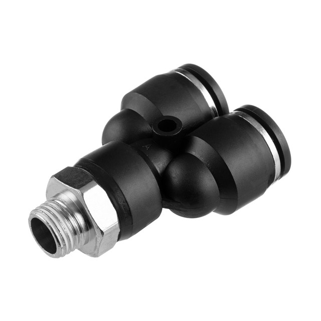 KS-06 Male Thread Dual Push-In Pneumatic Y Splitter Fitting