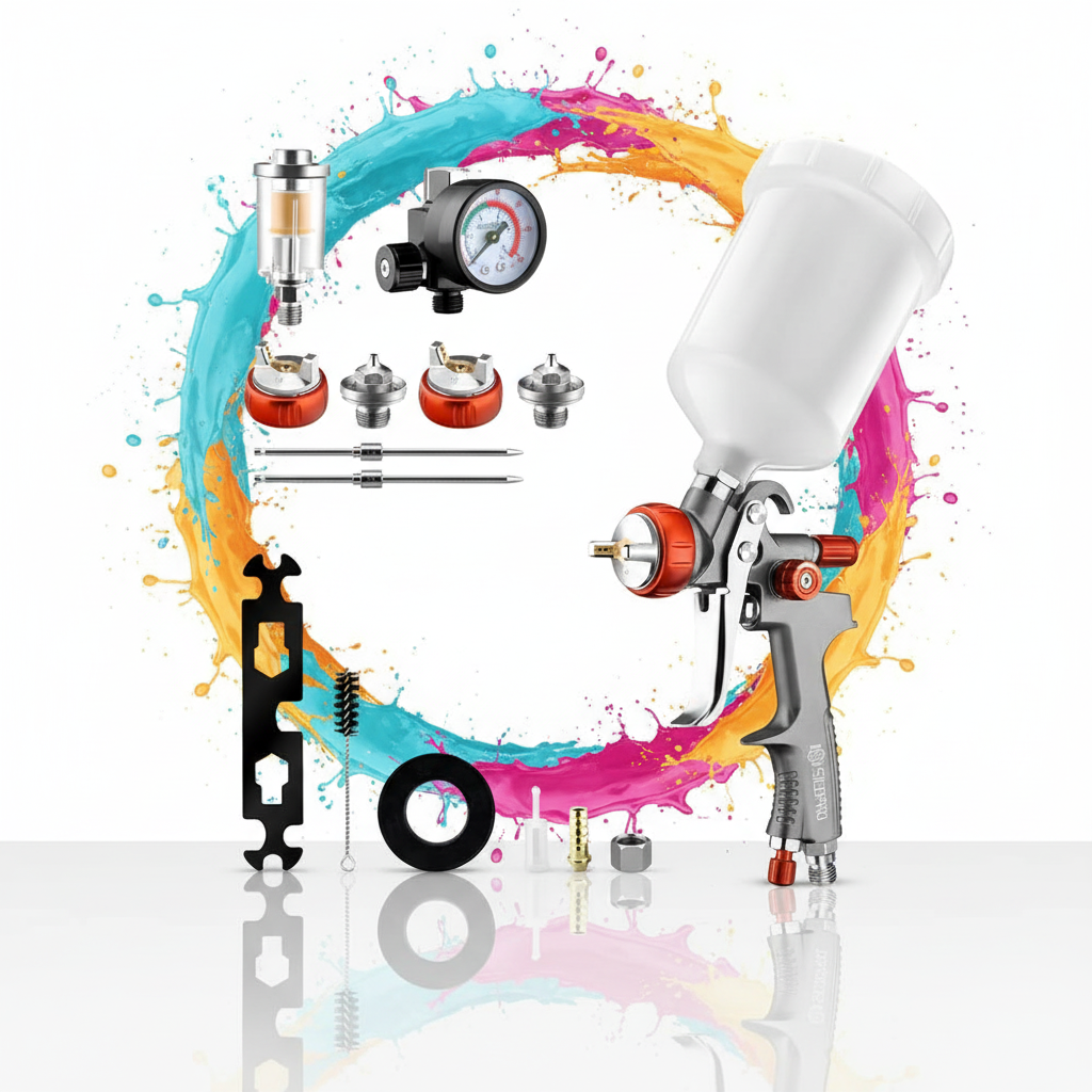 600ml Gravity Feed LVLP Automotive Spray Gun SK-100B Professional Painter Tool