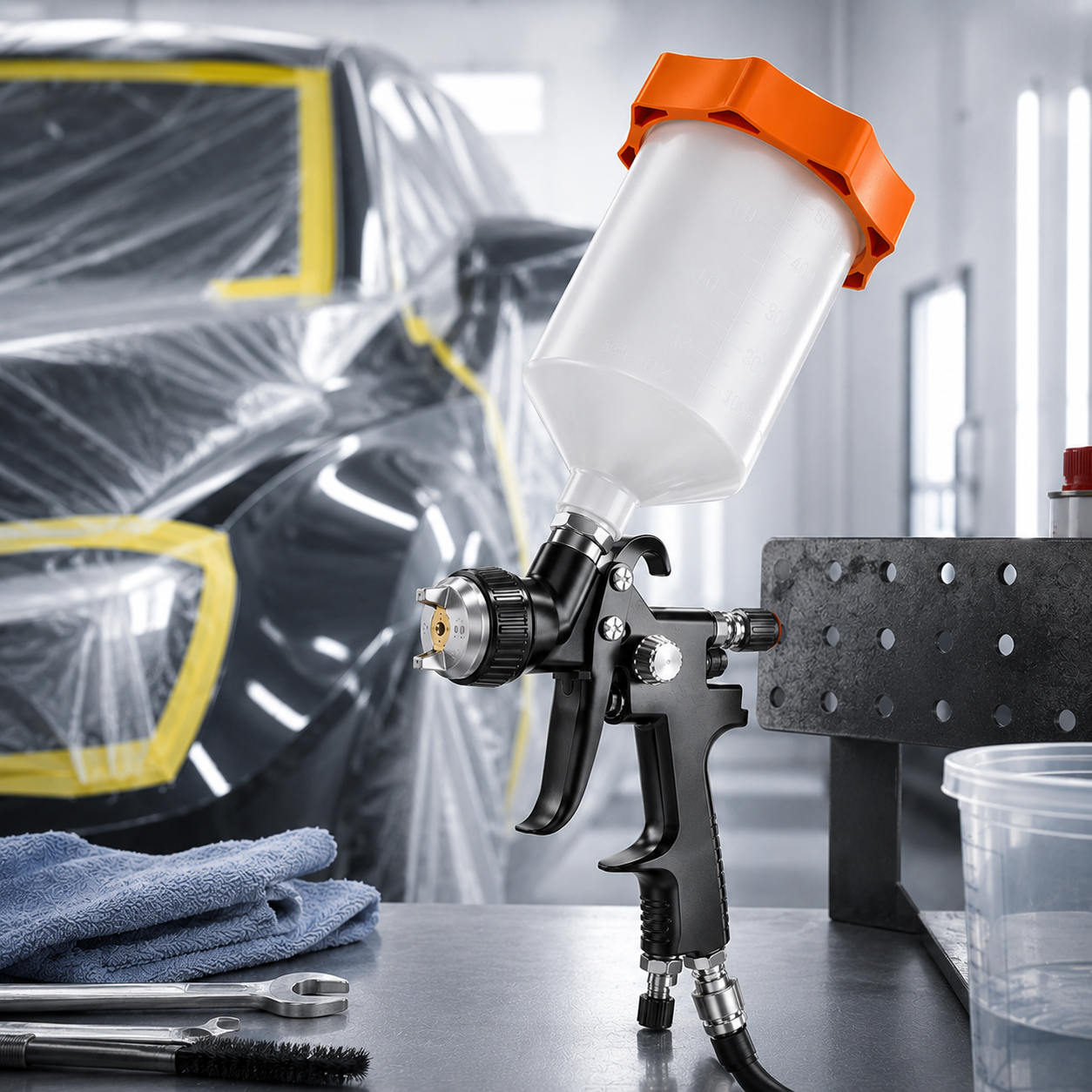 SK-100 LVLP Gravity Feed Spray Gun with 600ml Style Cup