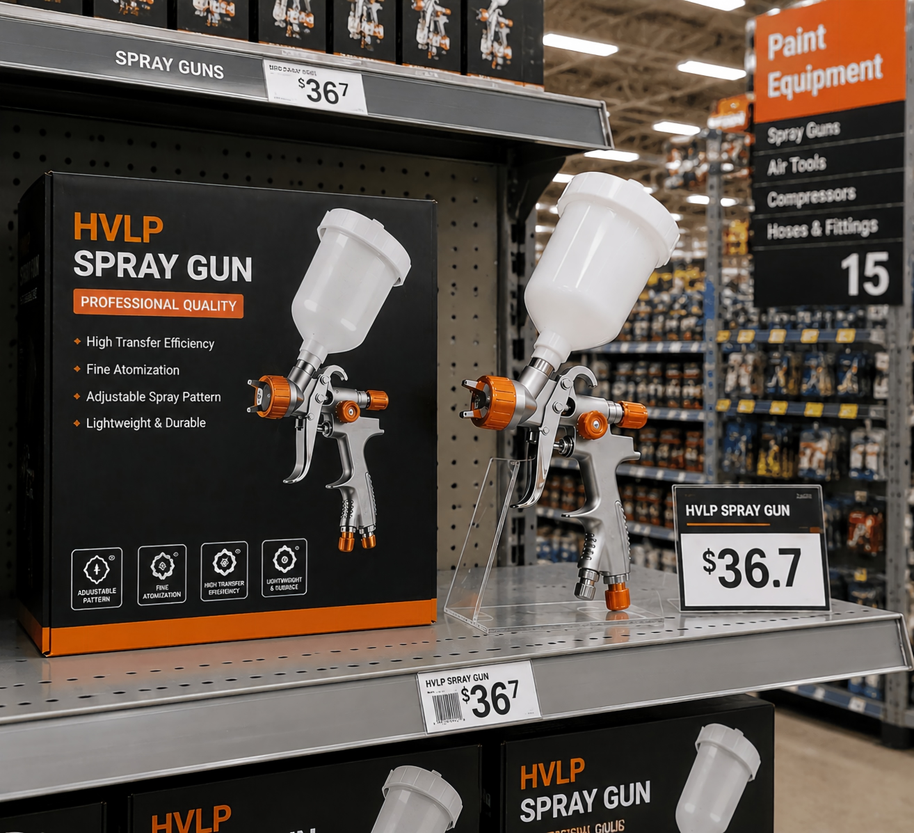 Automotive HVLP Spray Gun 1.0mm Gravity Feed Precision Paint Sprayer for Car Refinishing and Body Shop Use