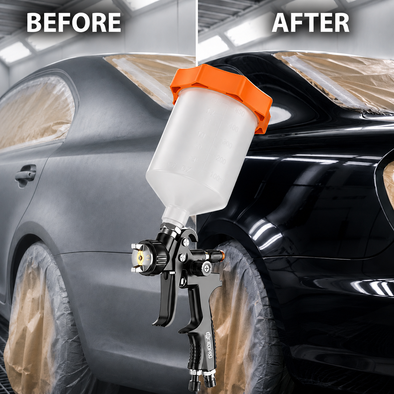Handheld LVLP Pneumatic Spray Gun for Controlled Automotive Paint Mist