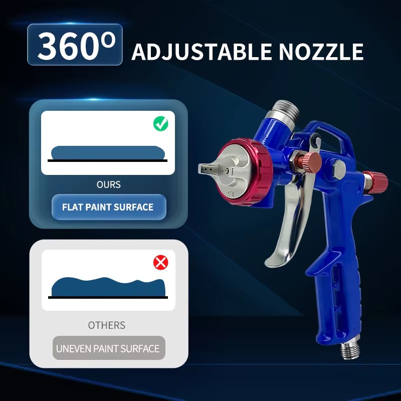 360° Adjustable Nozzle LVLP Gravity Feed Spray Gun for Flat Paint Finish