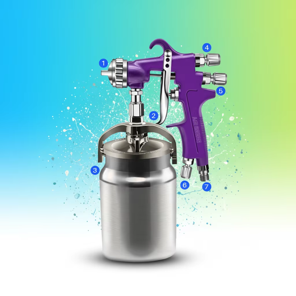 MP-741 Workshop Suction Feed Paint Spray Gun with Metal Cup 1.5mm