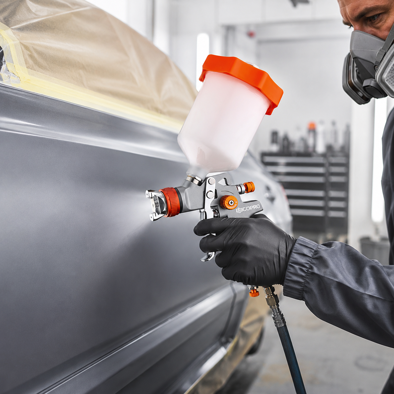 Adjustable Gravity Feed Paint Gun with 1/4 Inch Inlet