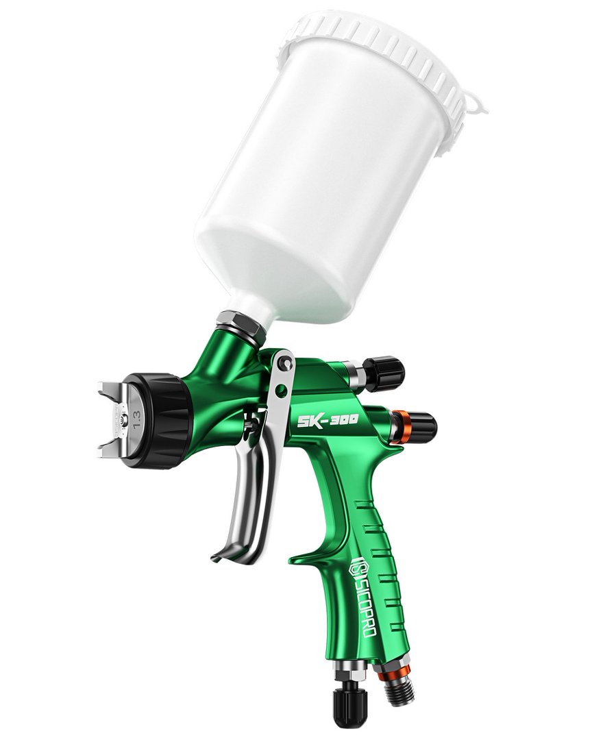 SK-300 Green LVLP Gravity Feed Spray Gun with 1.3mm Nozzle