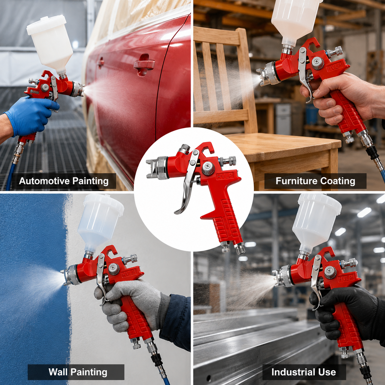 Professional HVLP Gravity Feed Spray Gun for Automotive, Furniture, Wall & Industrial Coating
