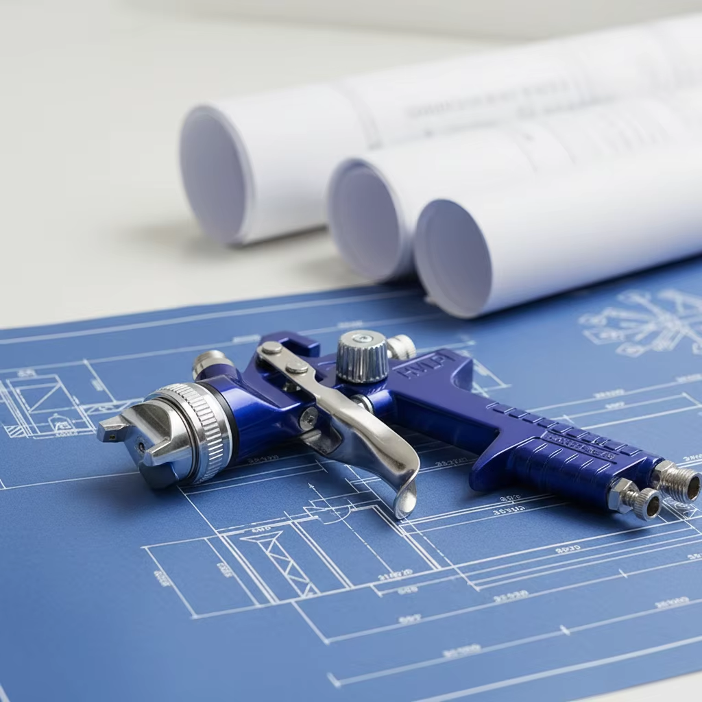 Precision Blue LVLP Pneumatic Spray Gun for Industrial Coating