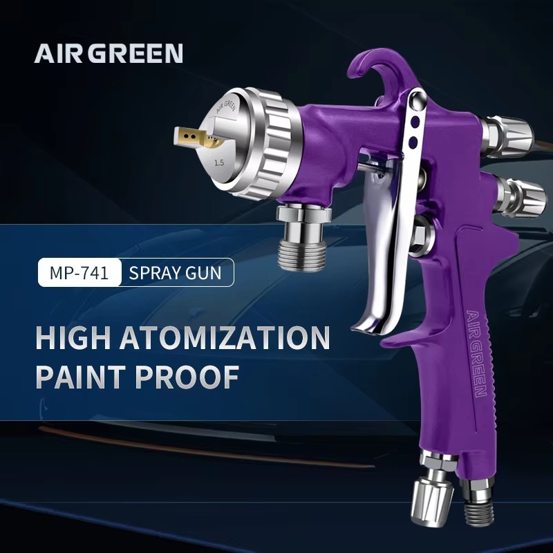 MP-741 High Atomization Suction Feed Spray Gun 1.5mm Purple Pneumatic Paint Sprayer