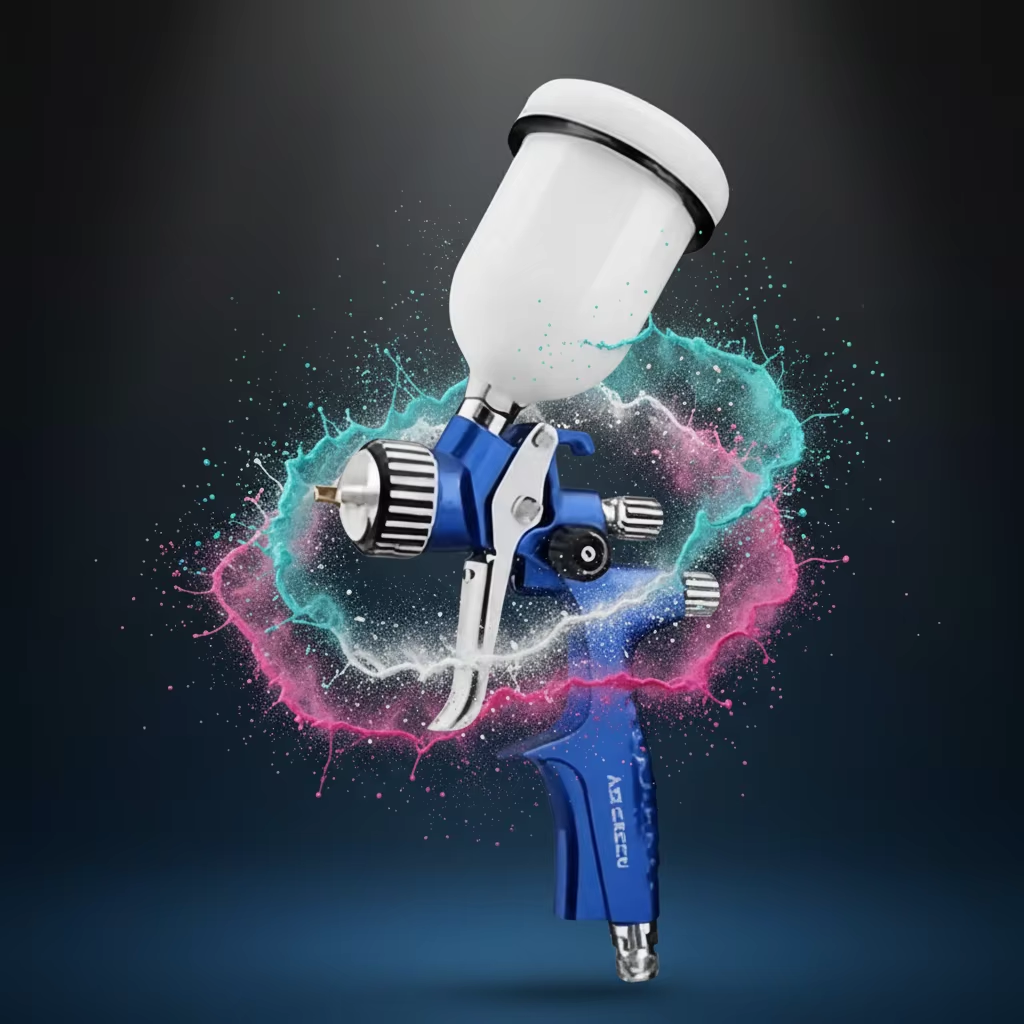 Blue Gravity Feed LVLP Spray Gun for Fine Paint Atomization
