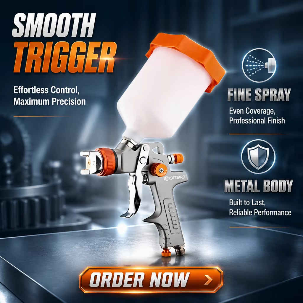 SICOPRO Professional Gravity Feed Automotive Spray Gun with 600ml Cup