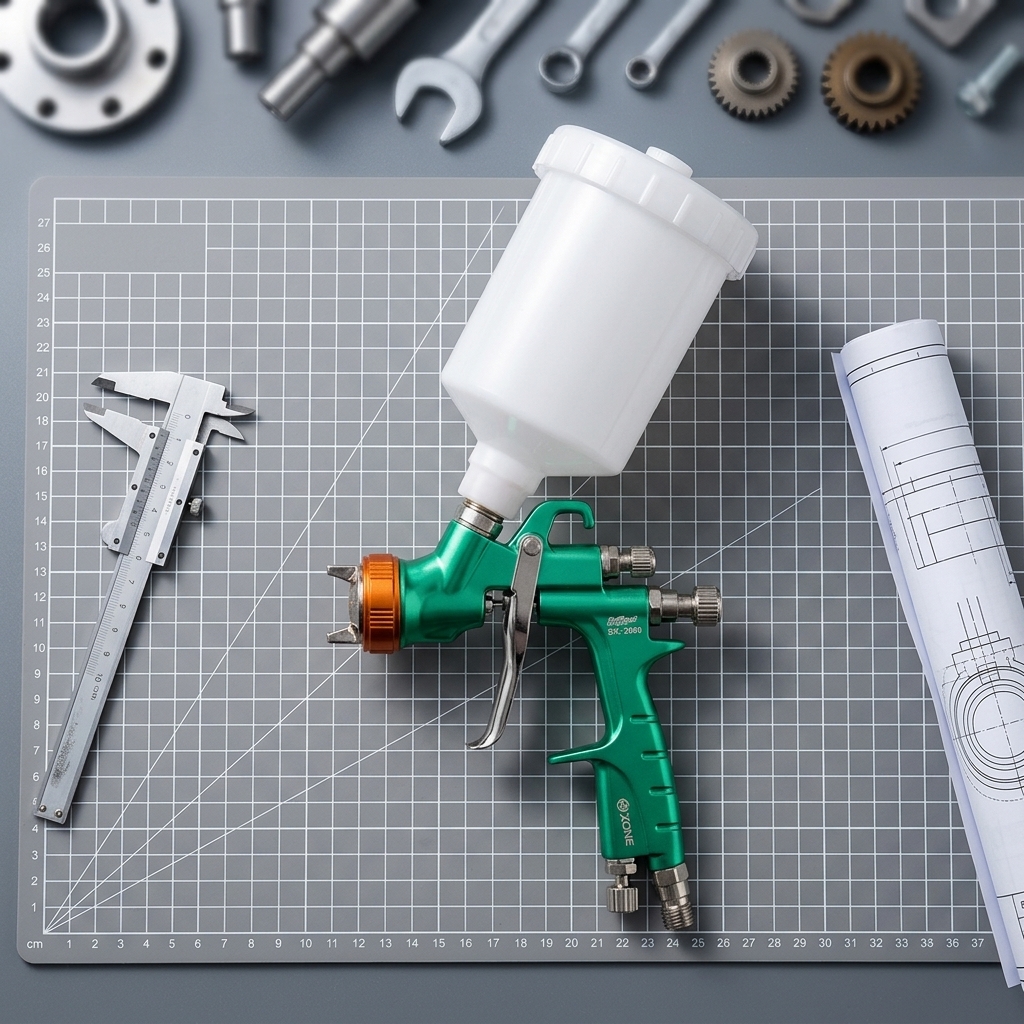 mini SK-300 Compact LVLP Touch-Up Spray Gun with Gravity Cup