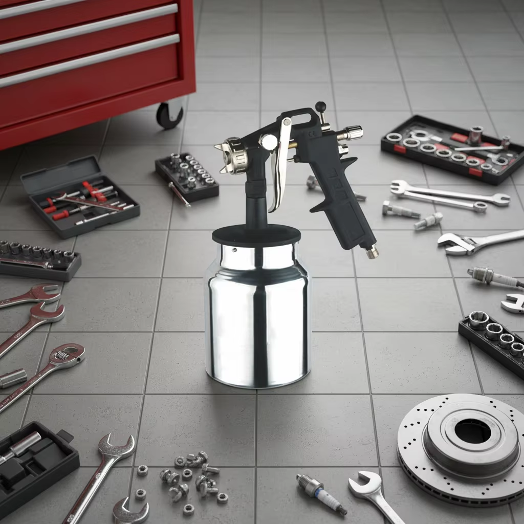 Automotive Refinish LVLP Spray Gun with Bottom Feed Aluminum Cup