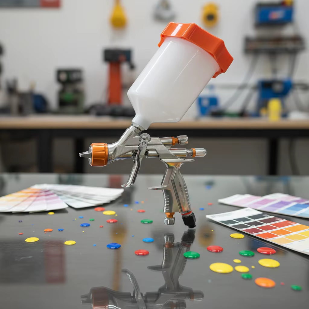 Color Matching Gravity Spray Gun for Sample Panels and Furniture Refinishing