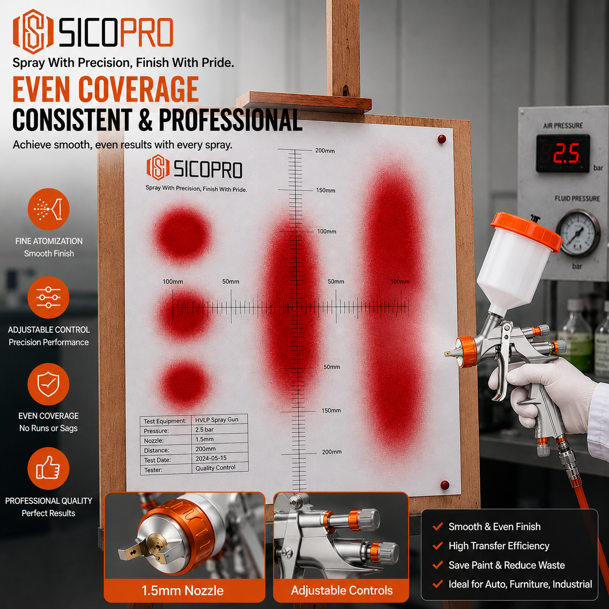 Wide Application HVLP Spray Gun for Automotive Furniture Industrial DIY
