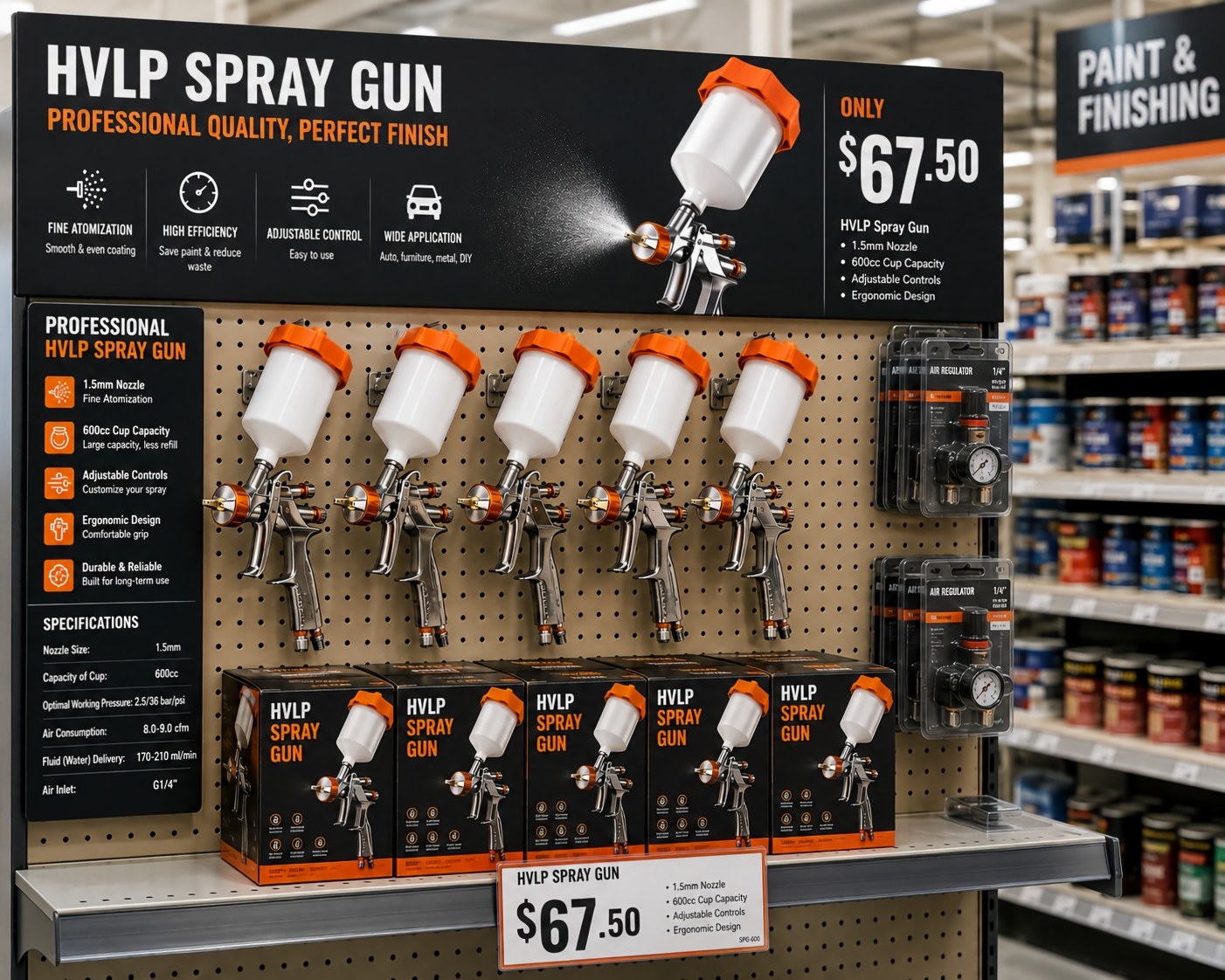 SICO PRO HVLP Spray Gun for Even Coverage and Adjustable Control