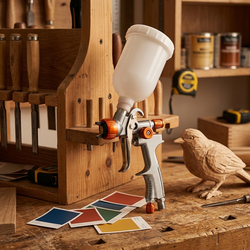 Mini Gravity Feed LVLP Spray Gun for Woodworking and Furniture Finish