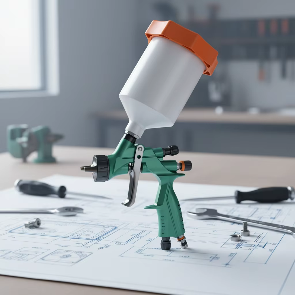 Automotive LVLP Spray Gun for Paint Booth Basecoat and Clearcoat Application