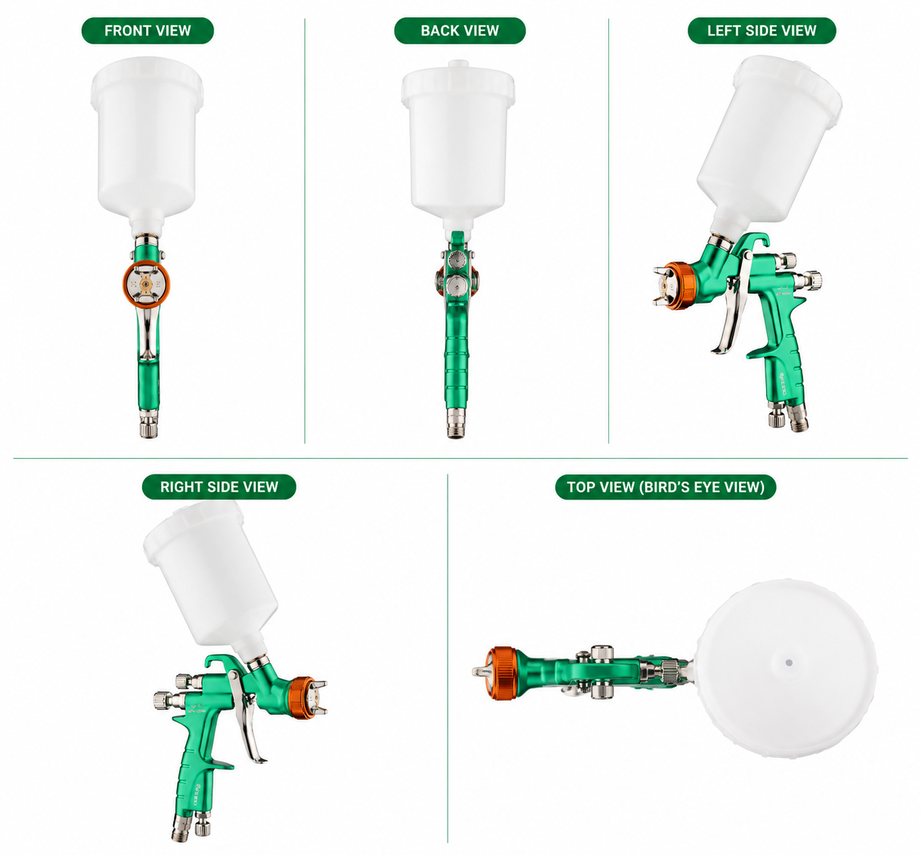 SICOPRO Gravity Spray Gun Multi View 600ml Paint Cup Sprayer