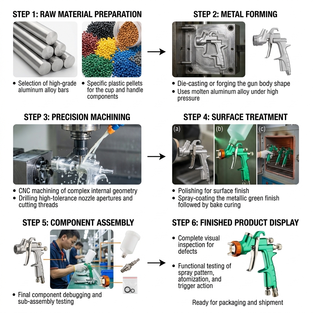 mini SK-300 LVLP Spray Gun Manufacturing Process Display