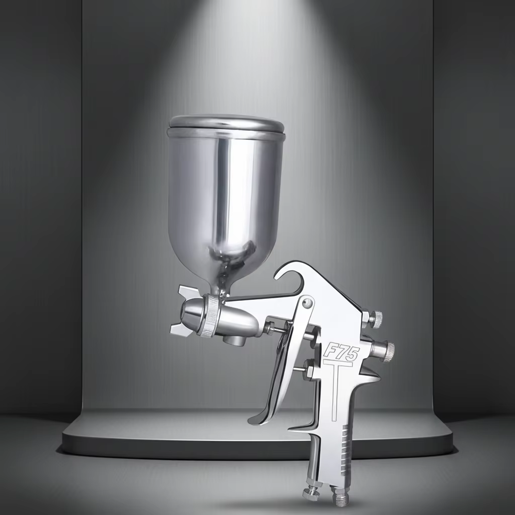 F75 Polished Gravity Feed Spray Gun for Clean Finish Work