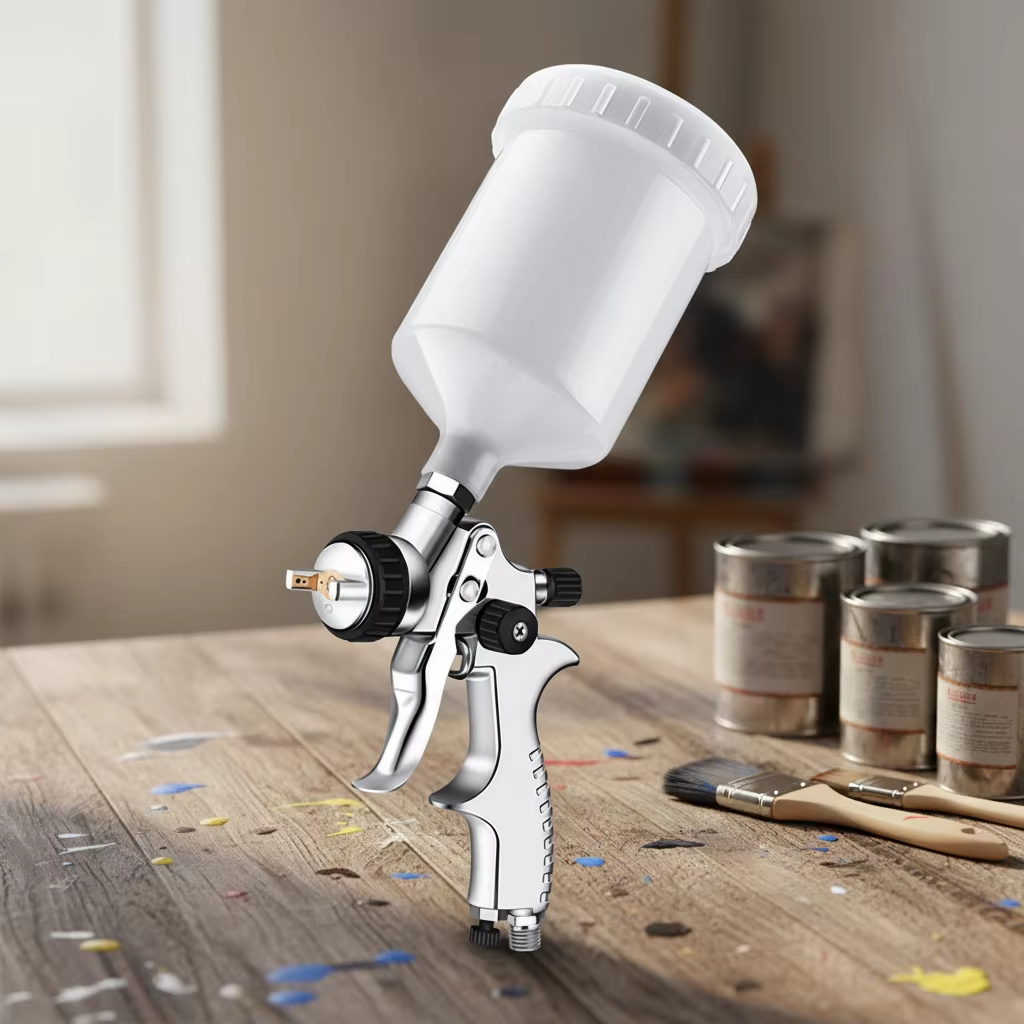 Compact Gravity Feed LVLP Spray Gun for Paint Supply Benches