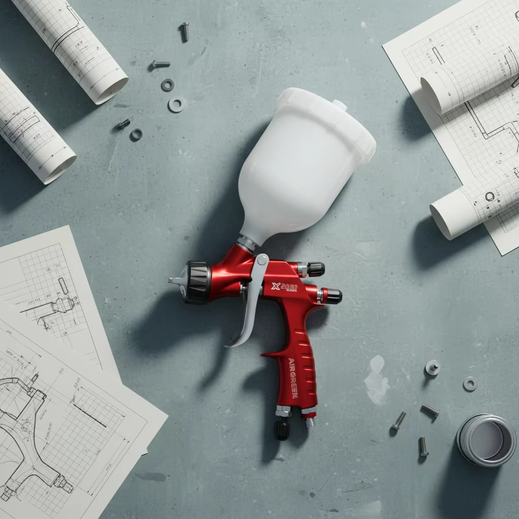 Compact LVLP Pneumatic Spray Gun with Adjustable Control