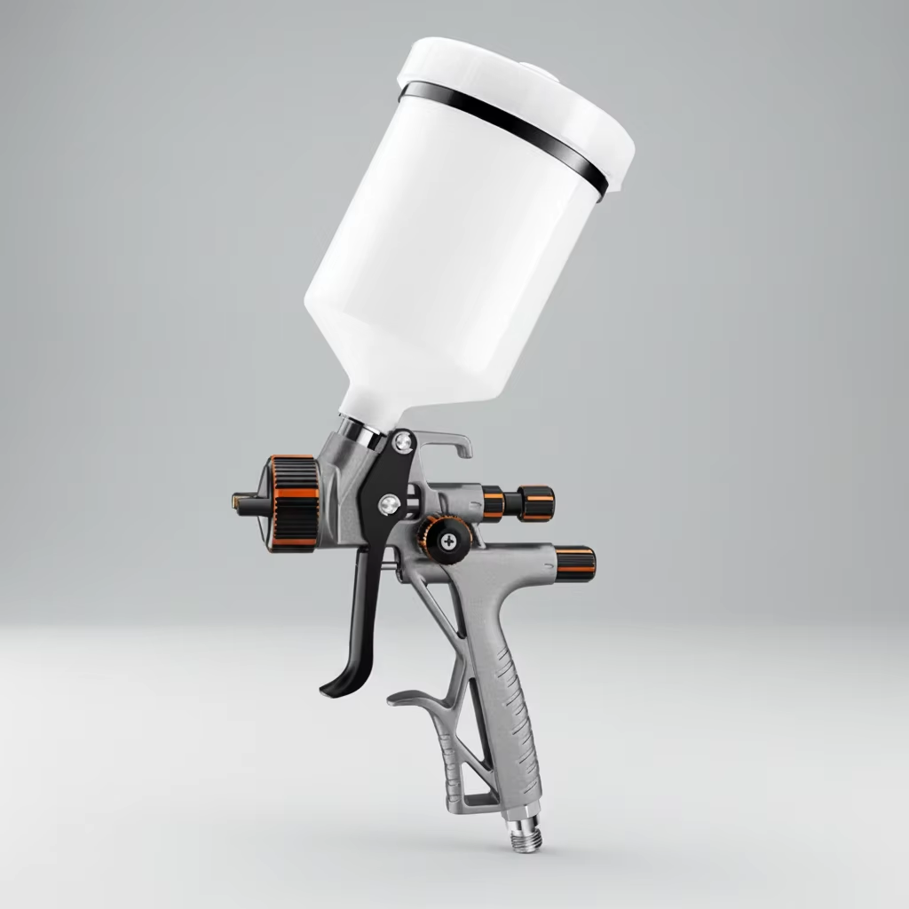 Compact Gravity Feed Pneumatic Spray Gun with Adjustable Controls