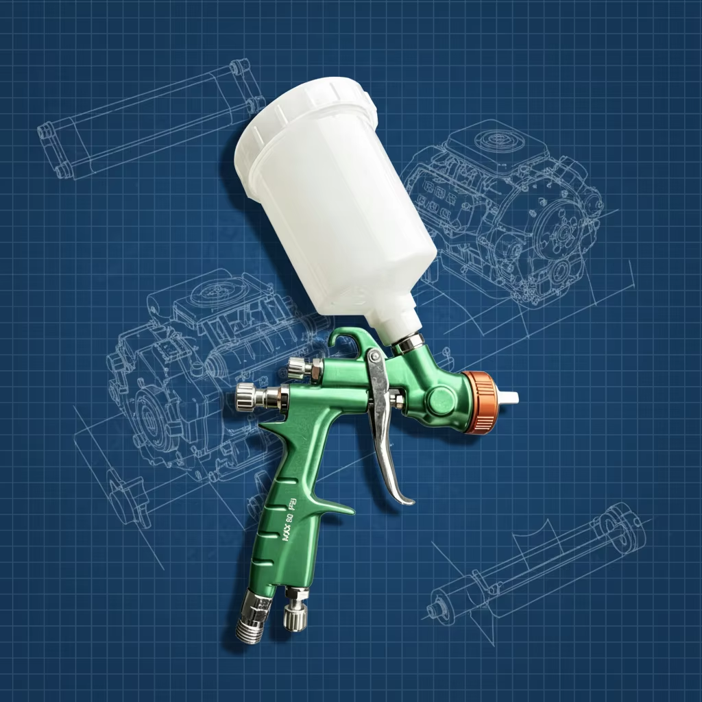 Ergonomic Green Pneumatic LVLP Spray Gun with Adjustable Nozzle