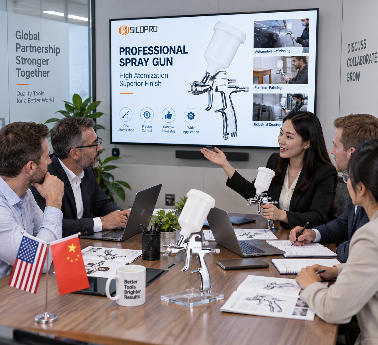 SICOPRO MP102 Automotive Refinish Spray Gun for Smooth Before-and-After Results