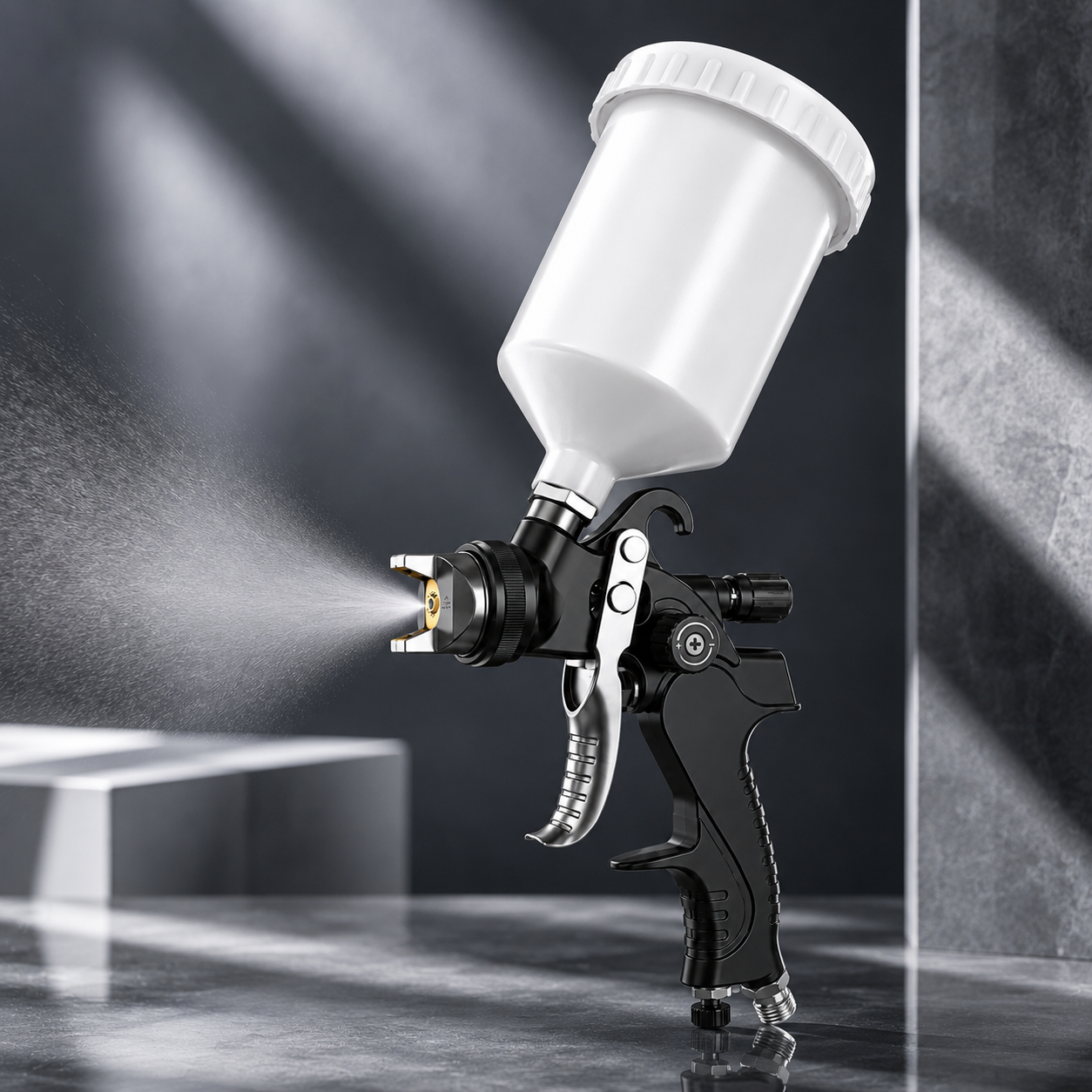 Durable Aluminum Body Gravity Feed Spray Gun with Brass Nozzle
