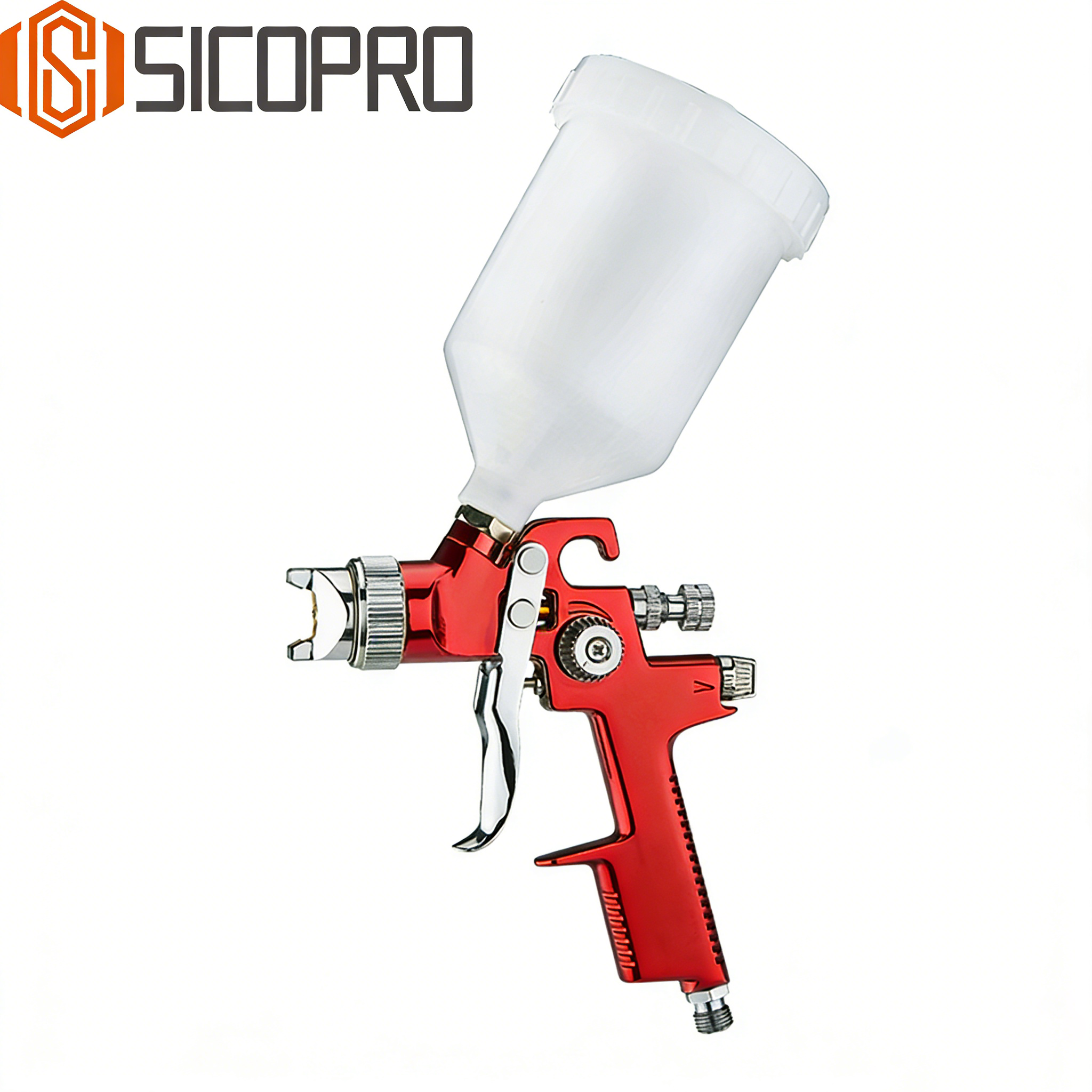 Red LVLP Gravity Feed Spray Gun for Auto Refinishing