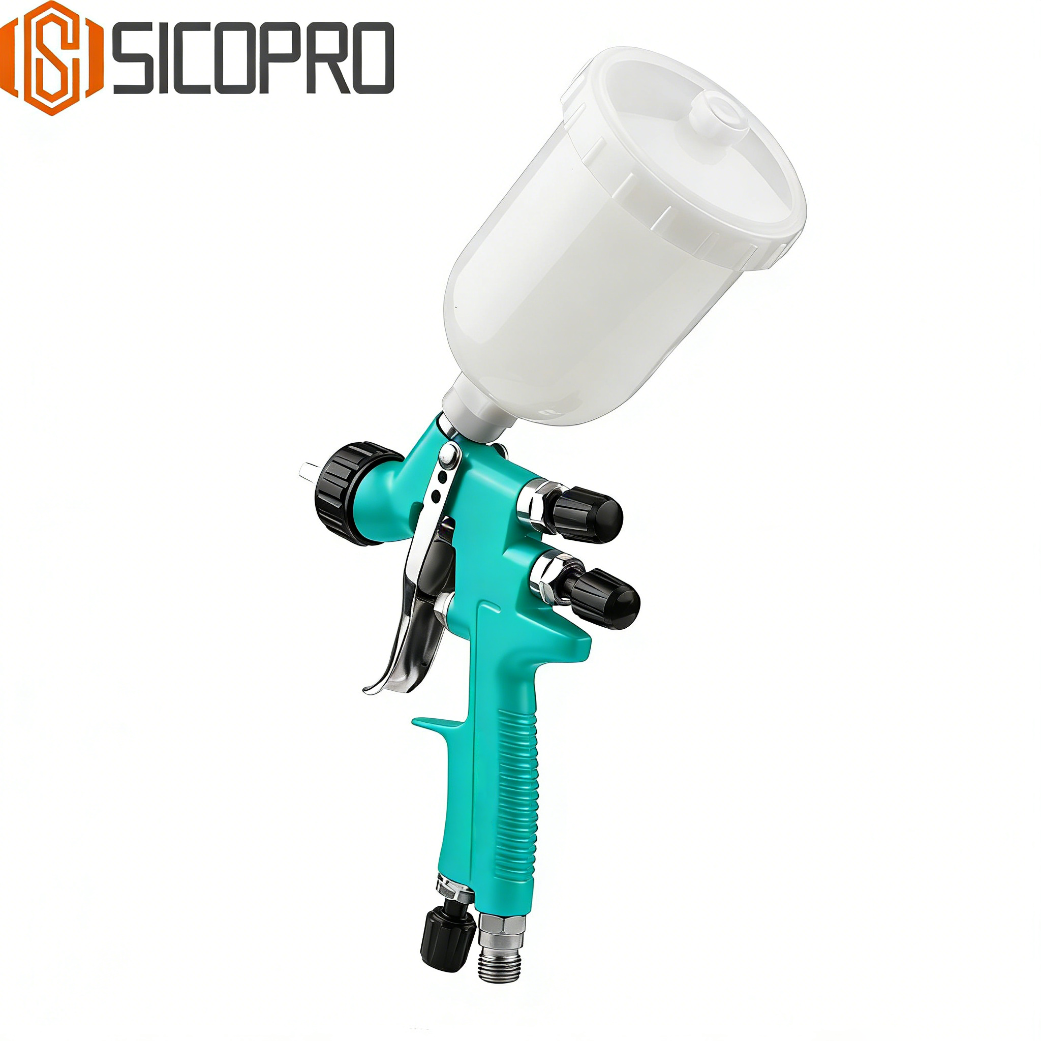 MINI-888 LVLP Gravity Feed Spray Gun – Cyan Finish