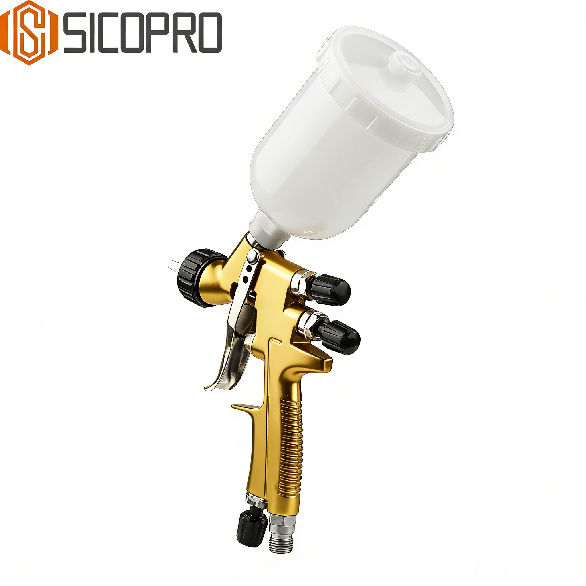 MINI-888 LVLP Gravity Feed Spray Gun – Gold Finish
