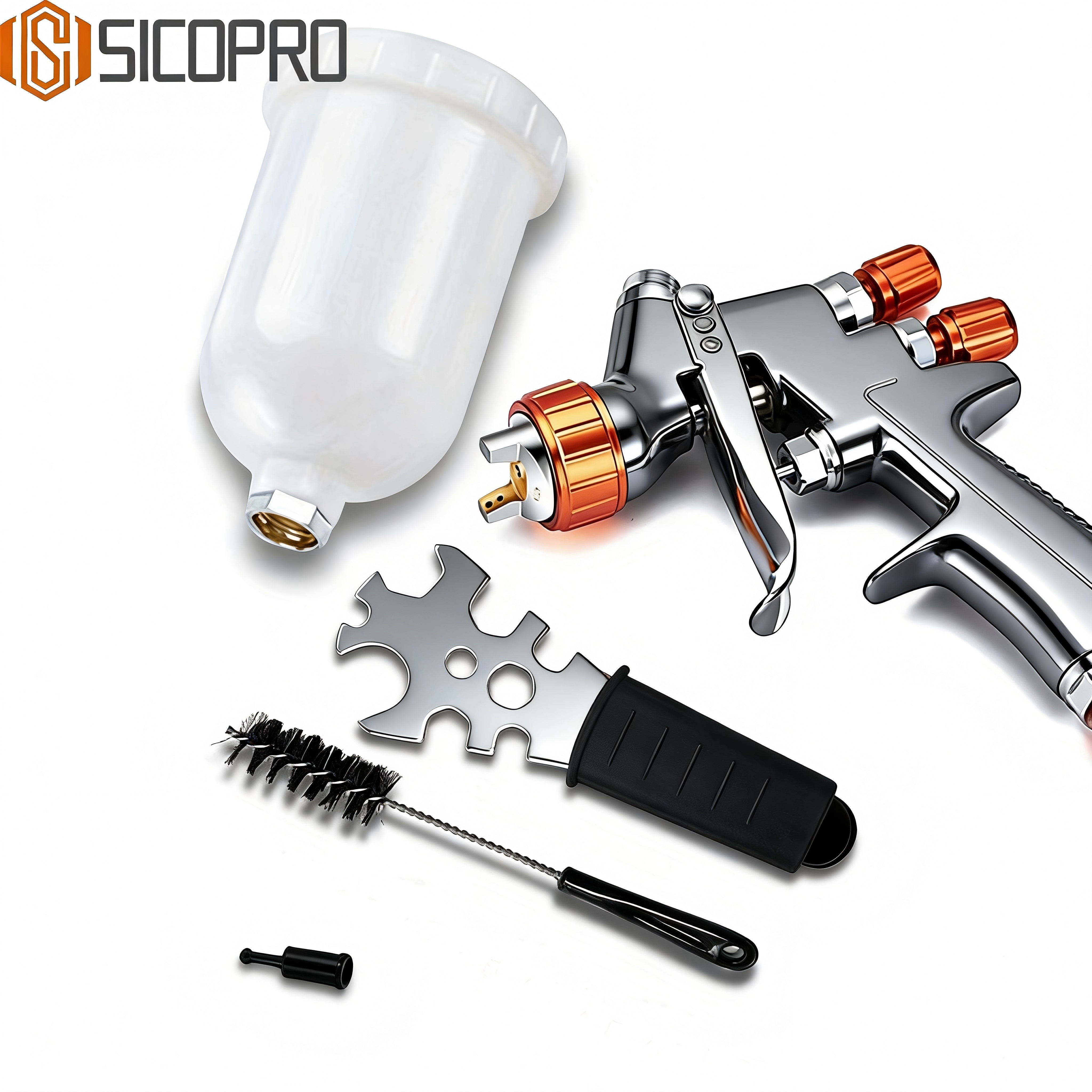MP-791 LVLP Spray Gun – Chrome Finish with Maintenance Kit