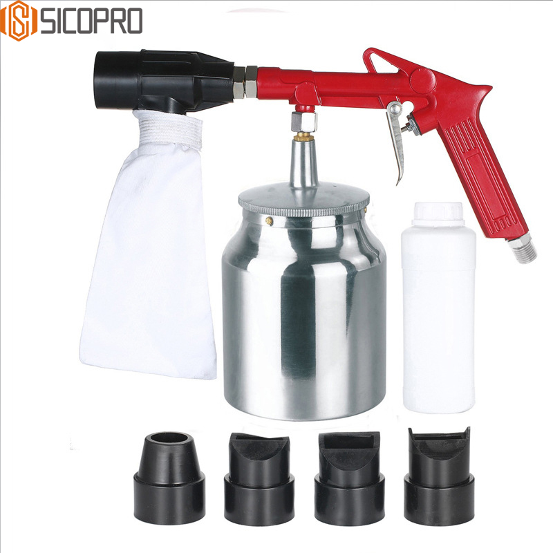 SICOPRO PS-11R Pneumatic Sandblasting Cleaning Gun Kit with Canister and Nozzles