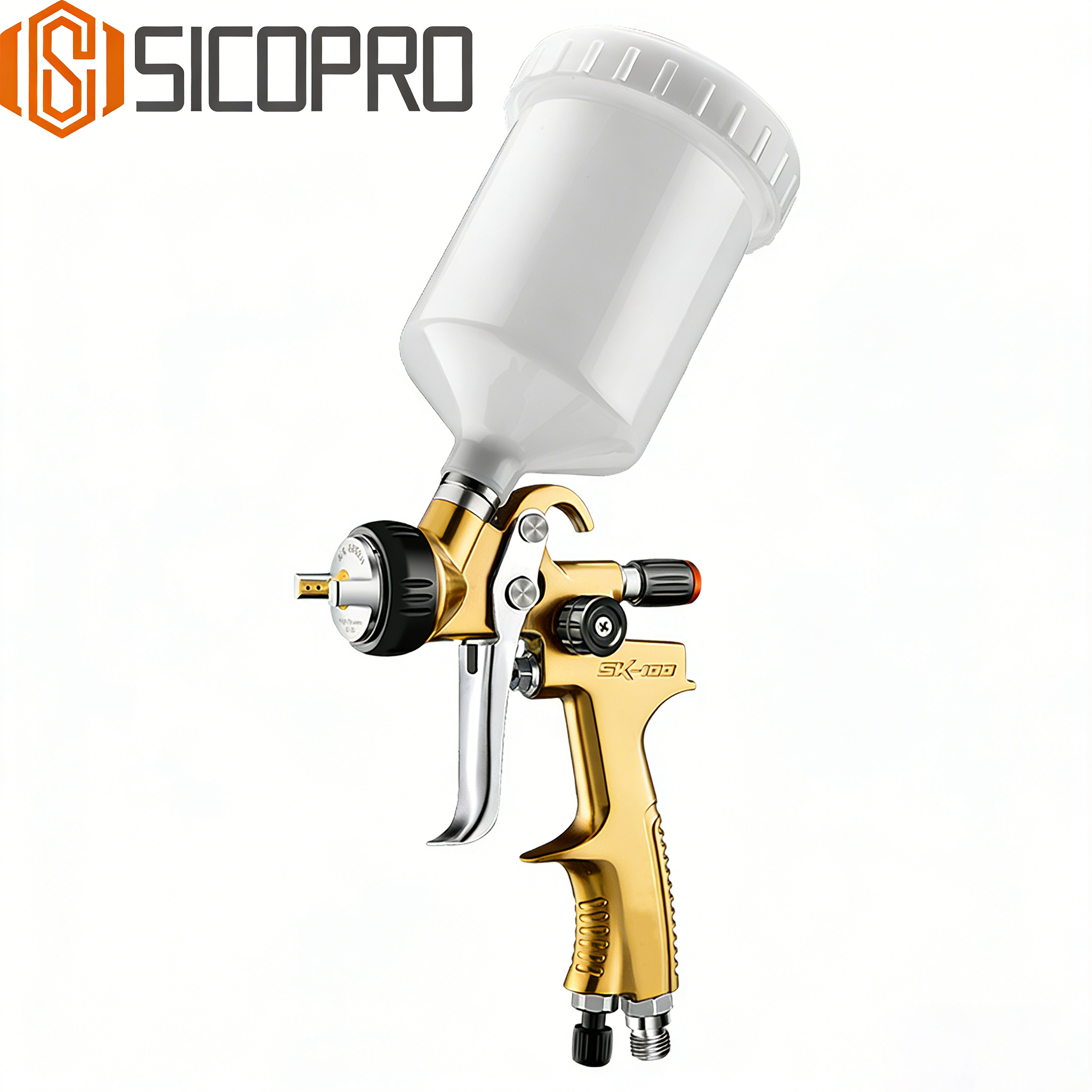 SICOPRO LVLP Spray Gun Kit 1.3/1.4/1.8mm Nozzles with 600ml Cup and Regulator for Automotive & Furniture Painting