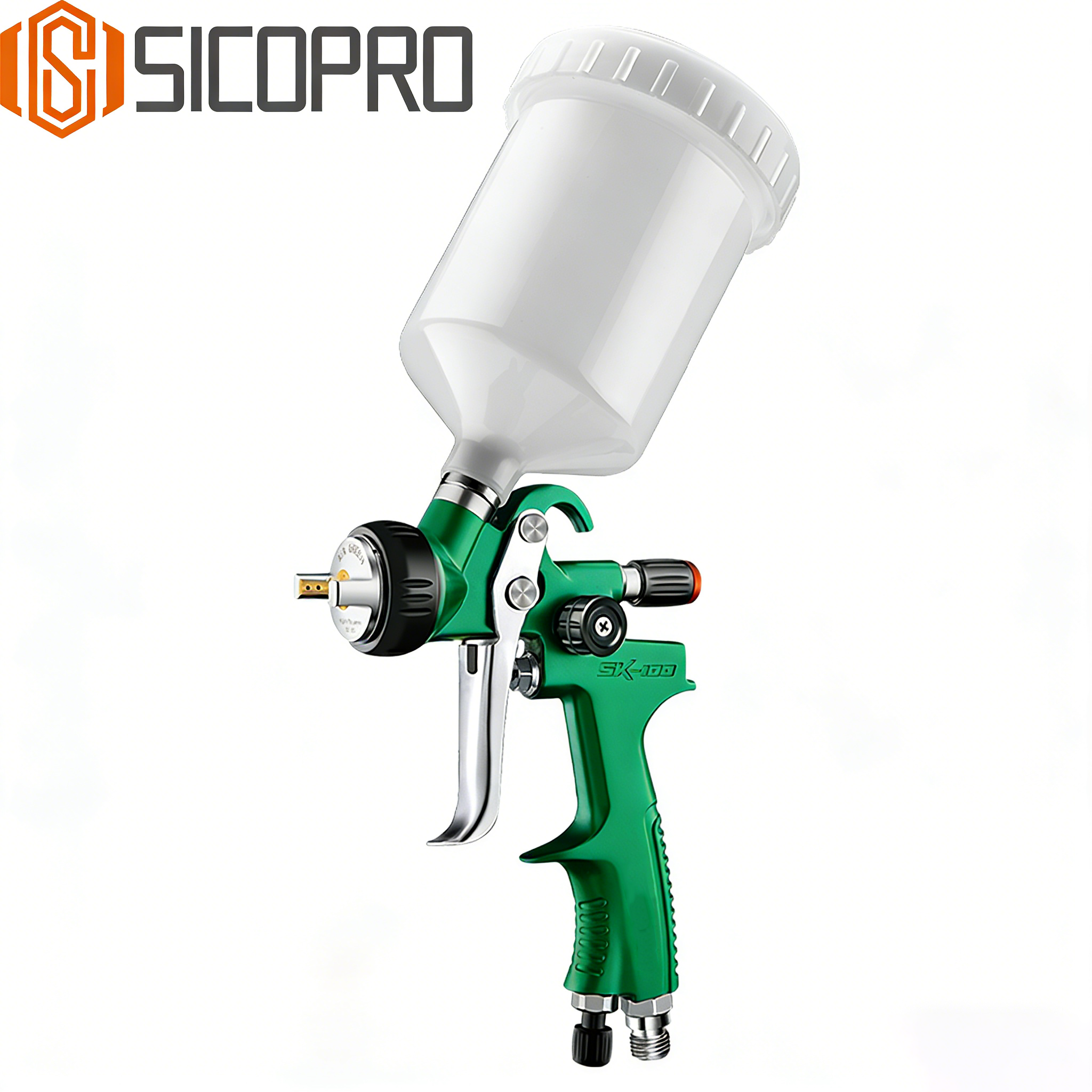 Conjunto de Pistola de Pintura SICOPRO LVLP – Alta Eficiência com Bicos Múltiplos, Regulador e Acessórios de Limpeza