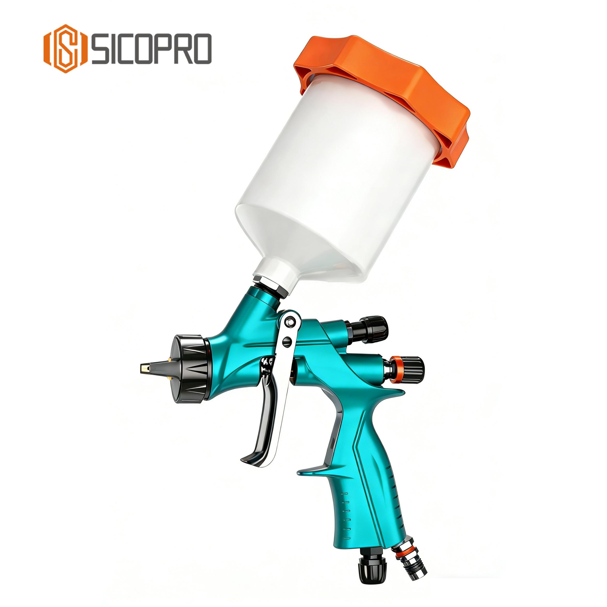 Refinished LVLP Spray Gun SK200 – High Transfer Efficiency for Automotive & Industrial Use (Cyan)
