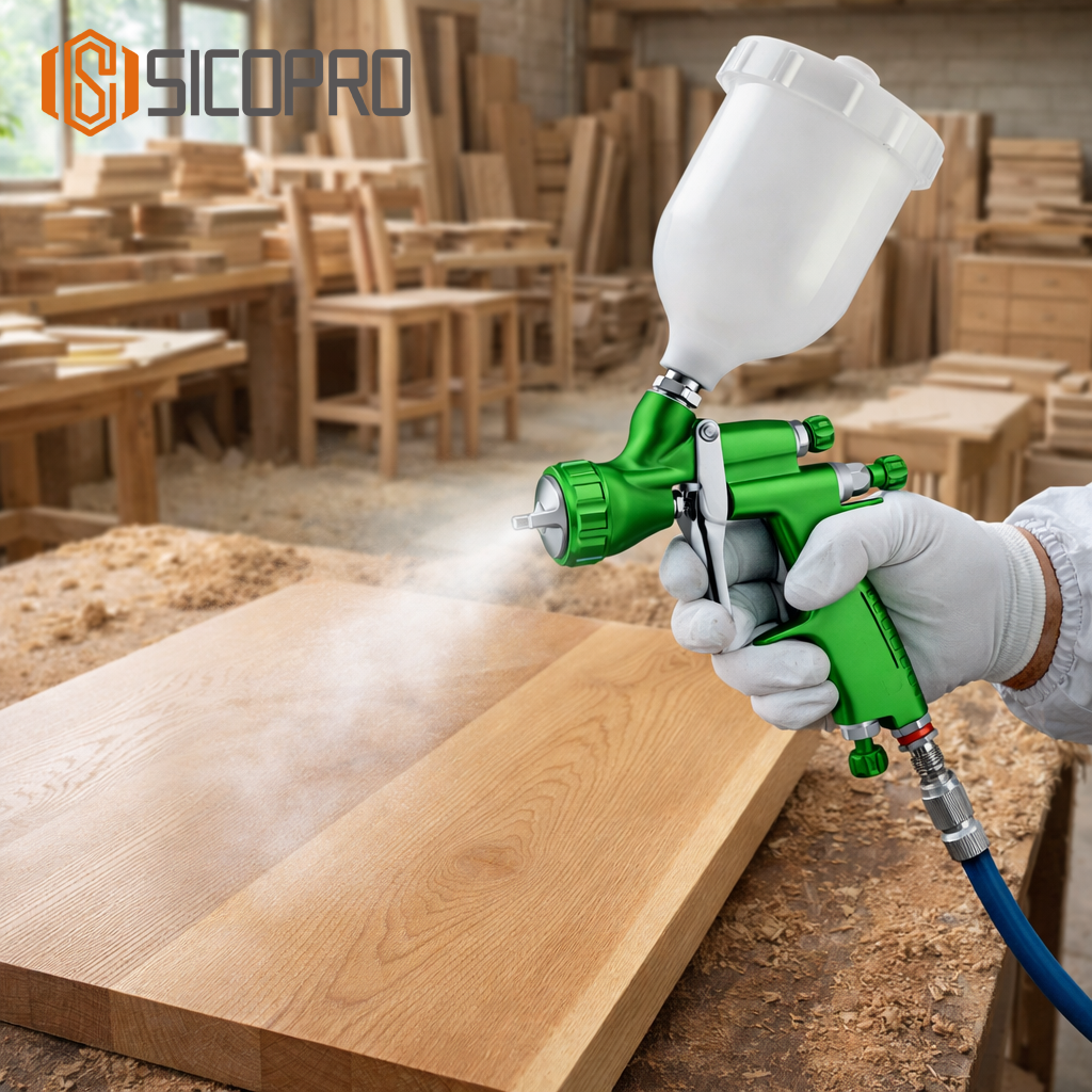 SICOPRO SK-735 Green LVLP Spray Gun for Furniture Refinishing
