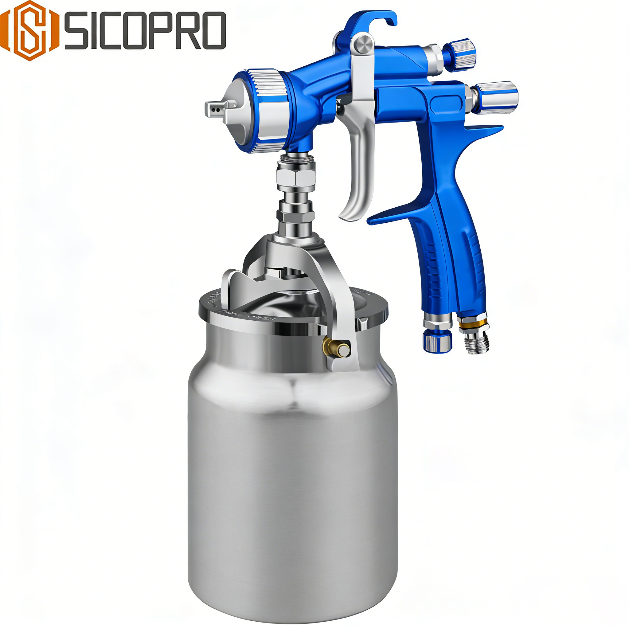 SK-UVU Blue LVLP Spray Gun with Siphon Feed for Refinished Coating