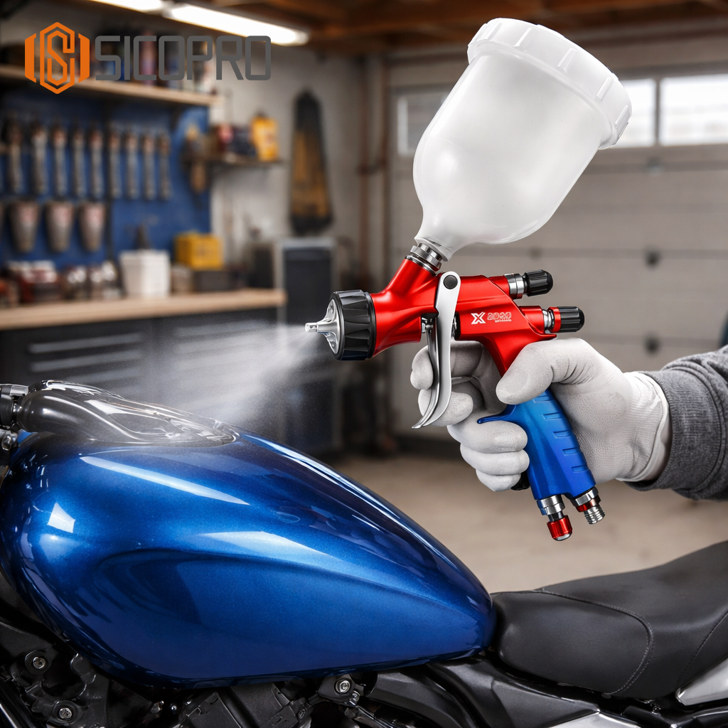 SICOPRO X-2020 Red & Blue LVLP Automotive Paint Spray Gun