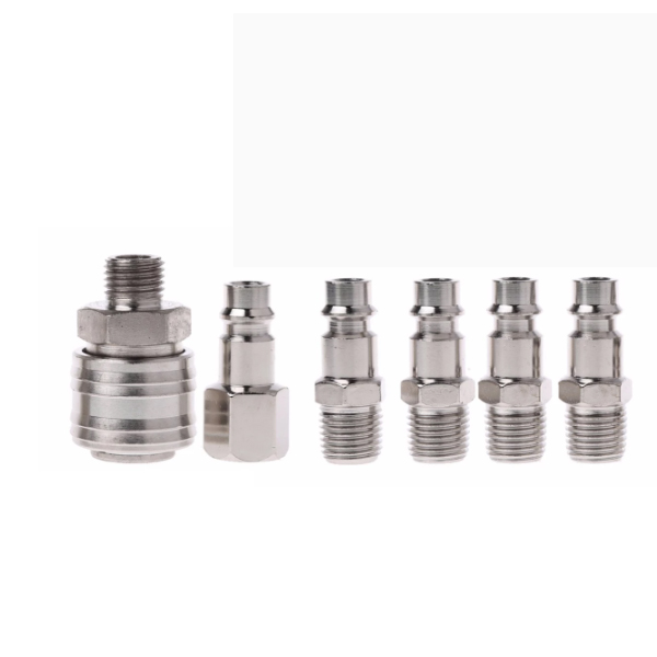SC-10 6-Piece Nickel-Plated Pneumatic Quick Coupler and Plug Set