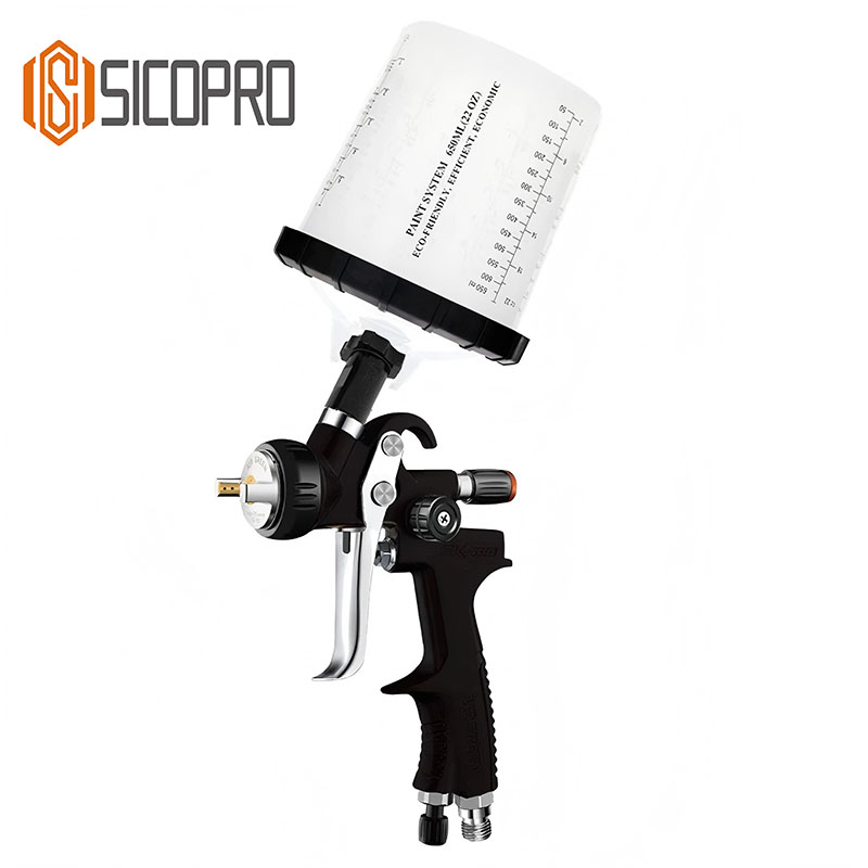 SK-100 Refinished LVLP Spray Gun - Transparent PPS Cup