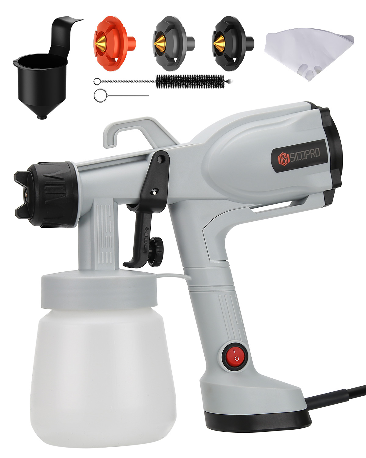 SK72381 Corded Electric HVLP Paint Sprayer with 3 Nozzles, Funnel and Cleaning Kit
